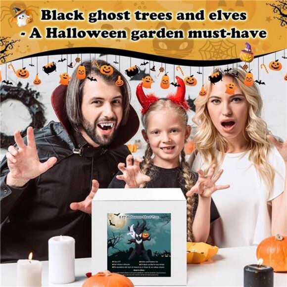 6FT Halloween Inflatable Haunted Tree with Glowing Ghost & LED Pumpkin - Picture 7 of 8